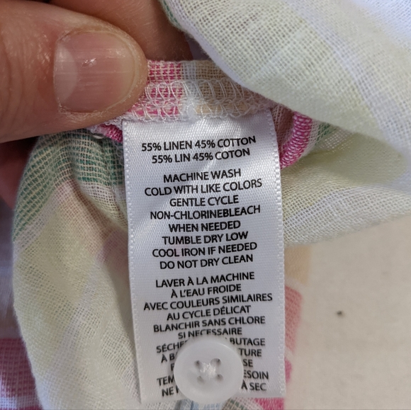 Beachlunchlounge Linen Blend Sleeveless Button Down Shirt Rainbow colors - Picture 6 of 6